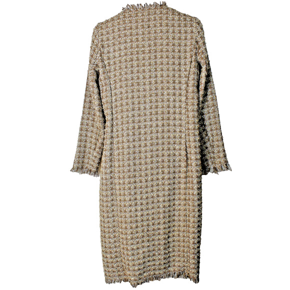 House of Harlow Tweed Open Coat Womens XS Gold Shimmer Jacket Boho Chic Fringe - Picture 5 of 7